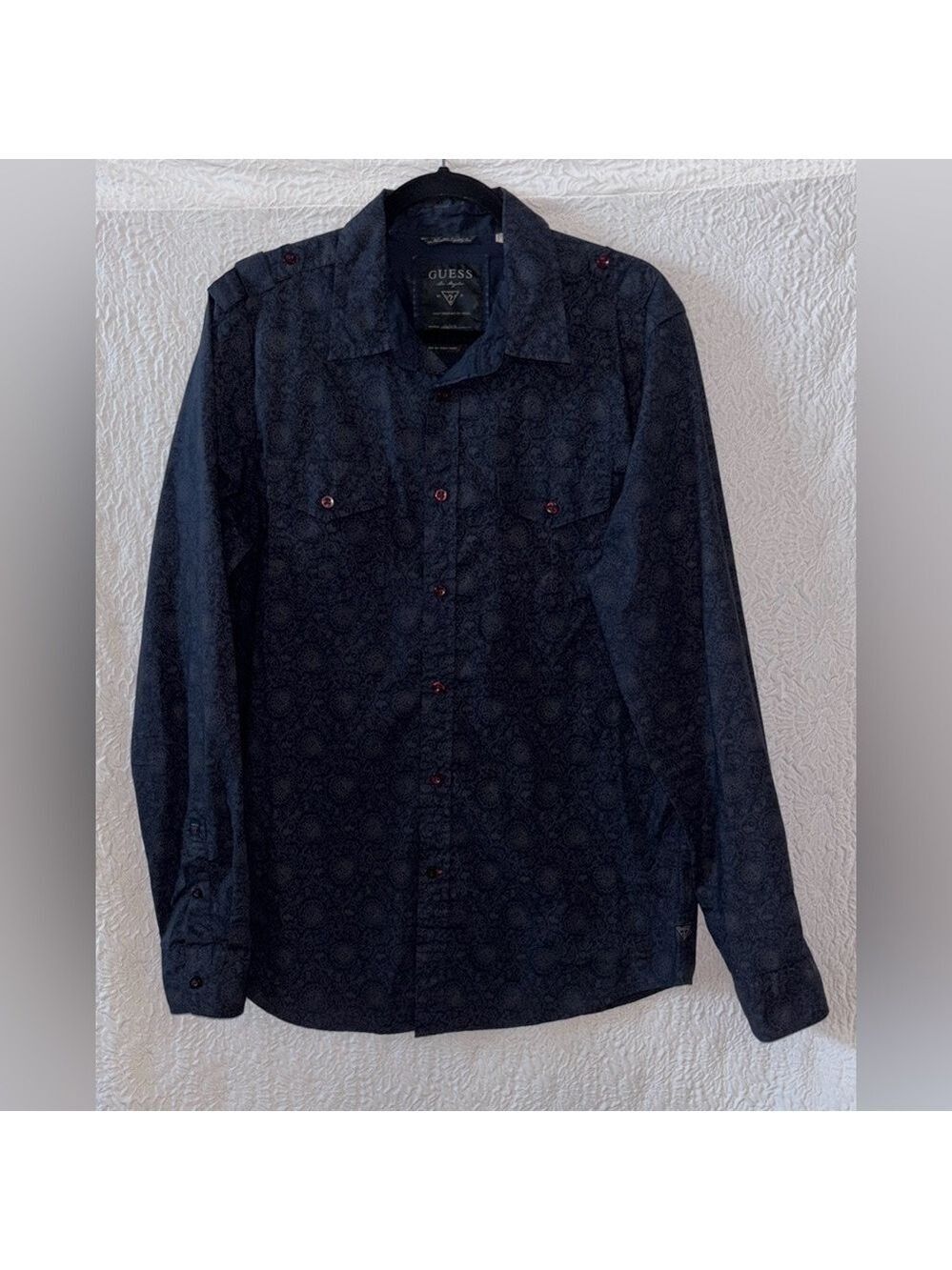 Guess 1981 Floral Print Button Down Long-Sleeve Shirt